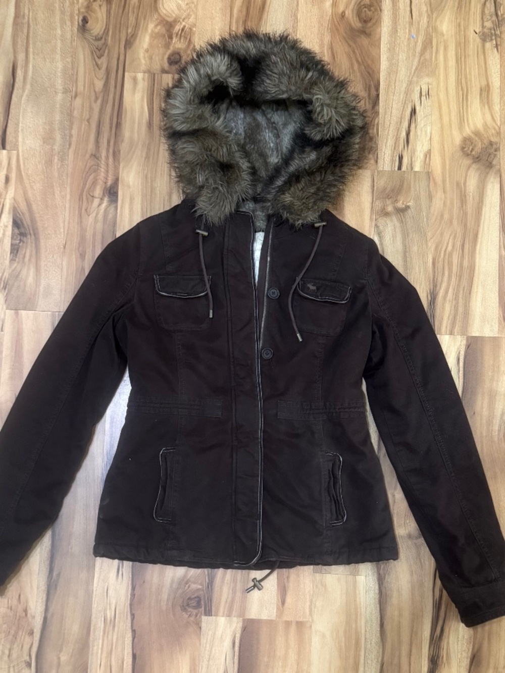 Vintage Abercrombie & Fitch Faux Fur Hooded Jacket Women’s Size L